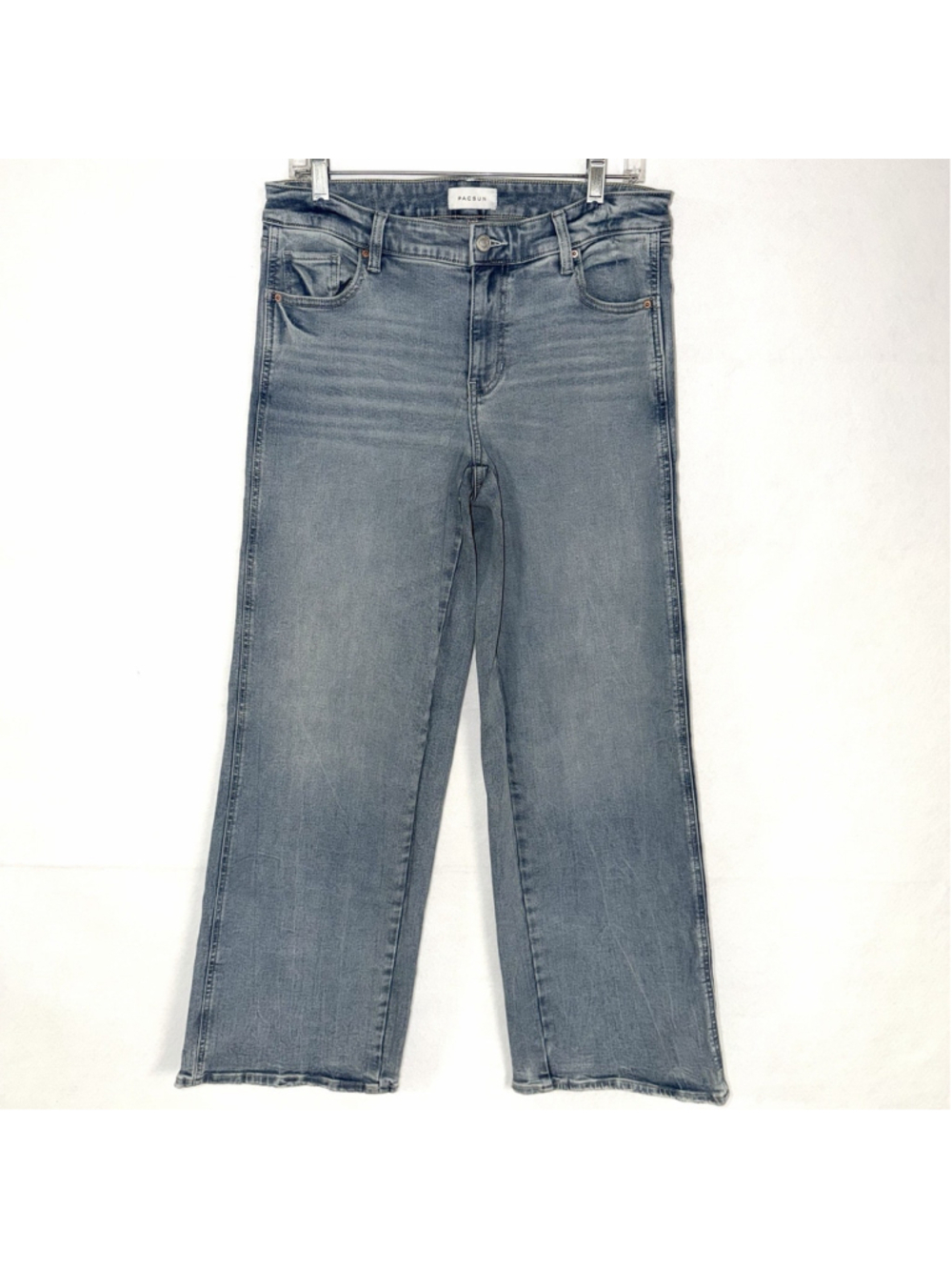 Pacsun Womens Wide Leg Baggy Jeans Light Wash Denim Size 28 Curvy Mid Rise Y2K